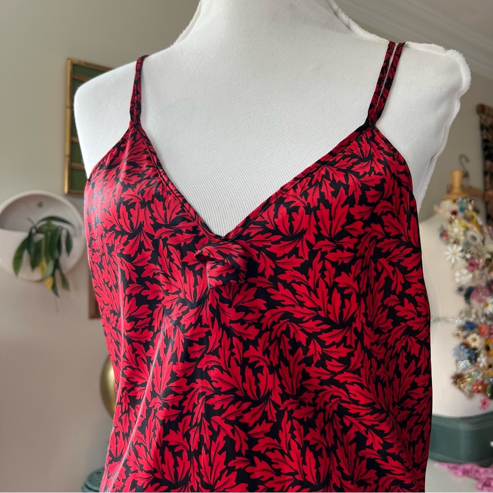 Vintage Val Mode Lingerie Red & Black Floral Nightgown Size Large - Picture 6 of 11